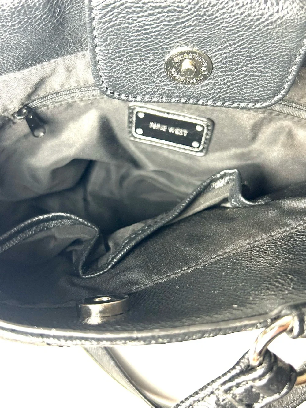 Nine West Bag Black Quilted Satchel Crossbody Design Shoulder Pocketbook Work